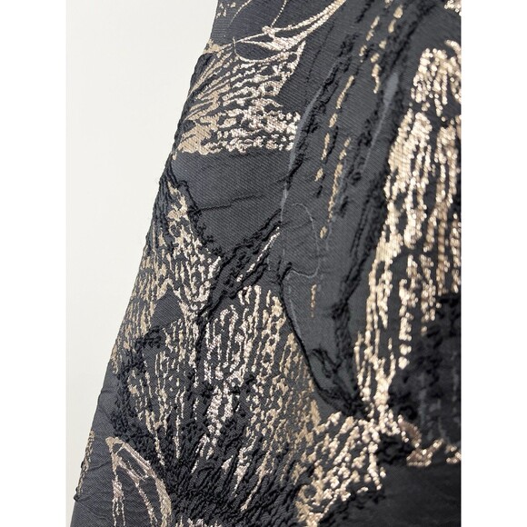 Carmen Marc Valvo Formal One Shoulder Gown Dress Black Gold Brocade NEW Sz 2 - Picture 6 of 13
